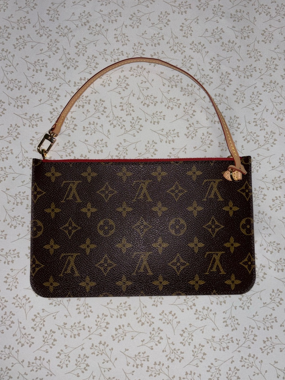 Louis Vuitton Brown Monogram Canvas Wristlet with Red Interior - Picture 2 of 9